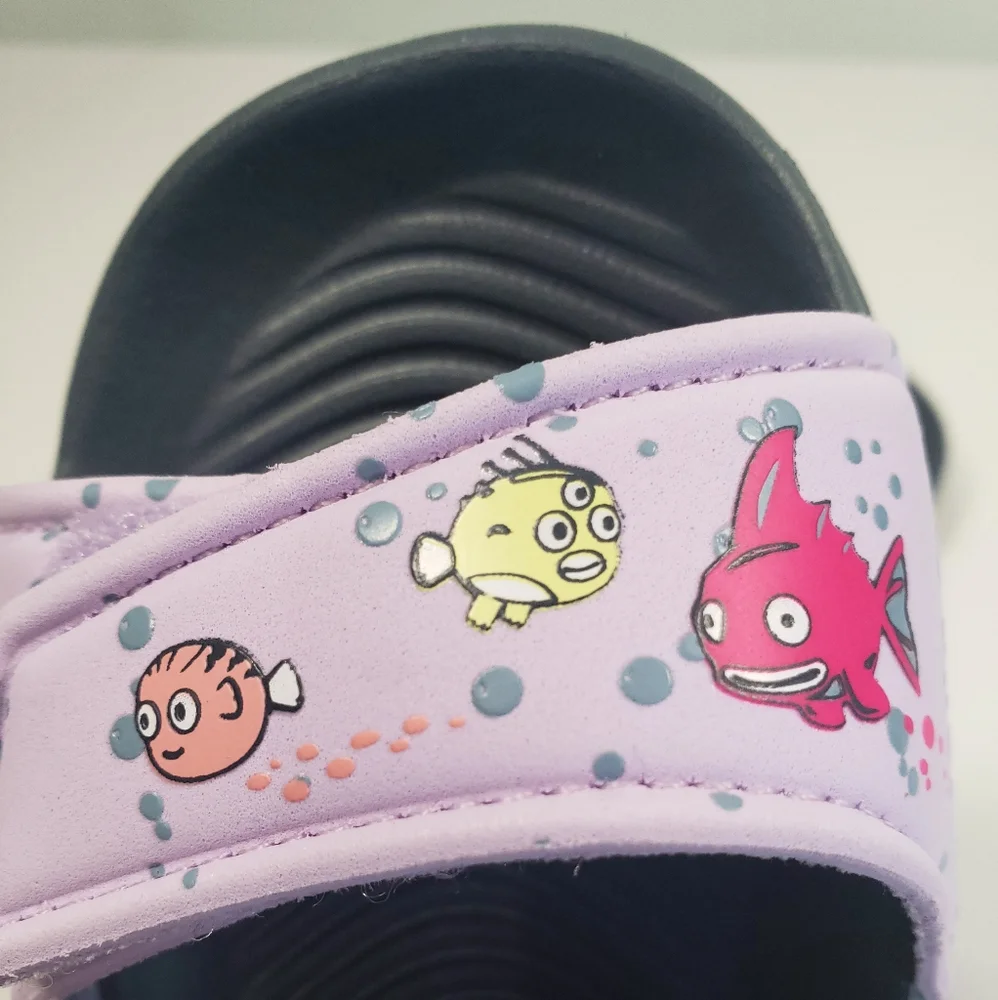 Adidas Altaswim C Purple Sea Creature Print Water-Friendly Sandals Girl Size 8K